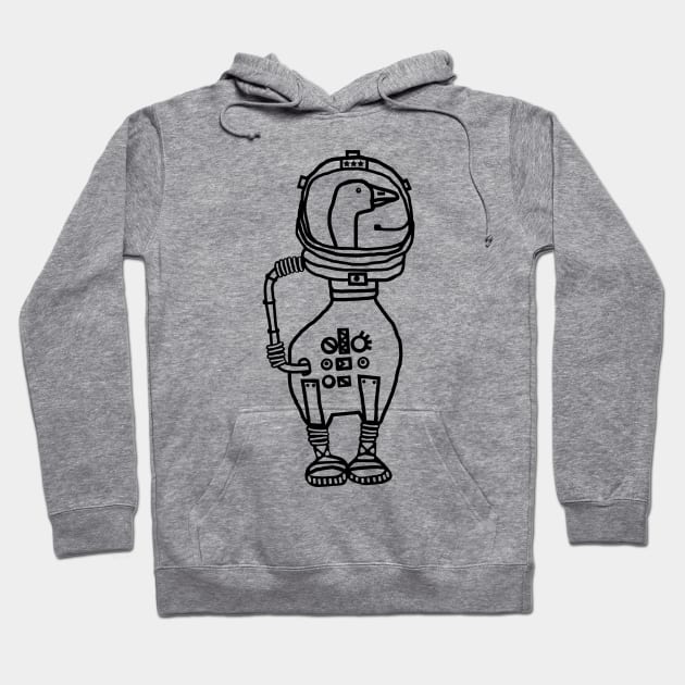 Sci Fi Astronaut Space Goose Outline Hoodie by ellenhenryart